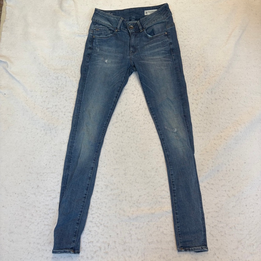 G-Star Raw Midge Cody Mid Skinny Jeans Womens 27x32 Blue Distressed